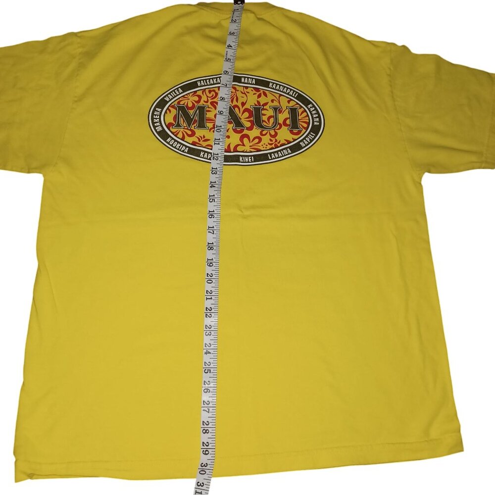 ALSTYLE Y2K Yellow T-shirt Maui Graphic Boxy Wide Comfy Relaxed Cotton Mens XL - Picture 5 of 6